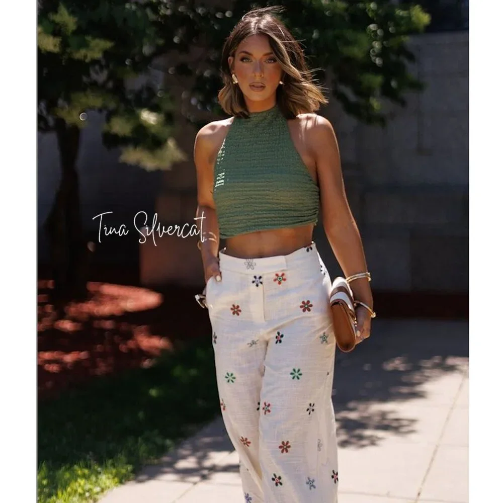 BLOGGER'S FAVE! Zara Floral Cropped Wide Legs Pants NWT
